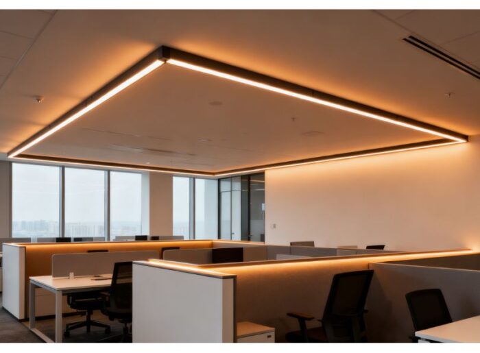 Coworking lighting led profiles for flexible zones