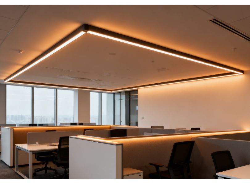 Coworking lighting led profiles for flexible zones