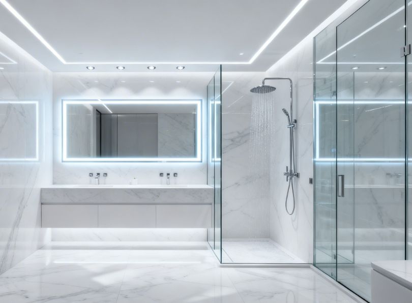 Bathroom led lights and led profile installation
