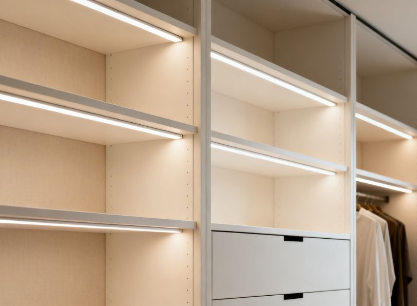 Wardrobe lights, shelf and furniture led profile integration