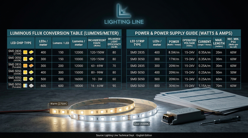 Led conversion table