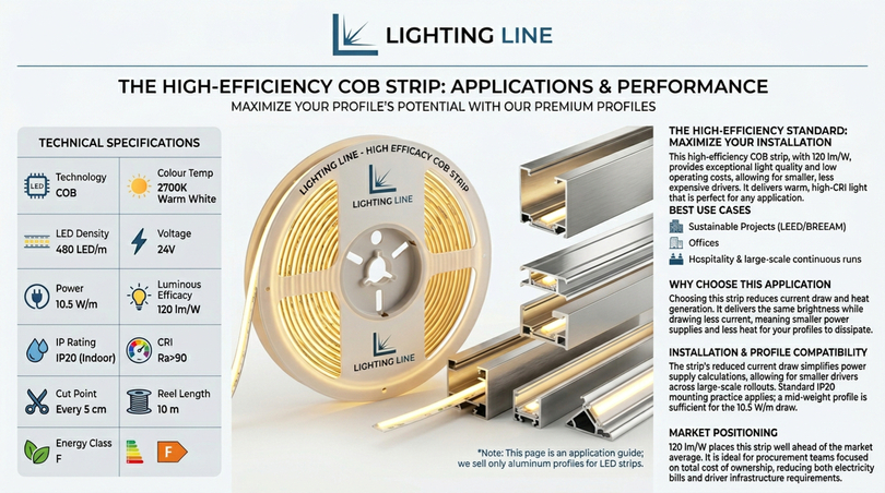 10 high performance LED strips - COB LED strip 10m warm white 2700K CRI90
