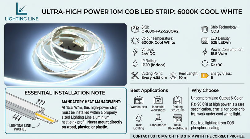 10 high performance LED strips - cob led 6000k
