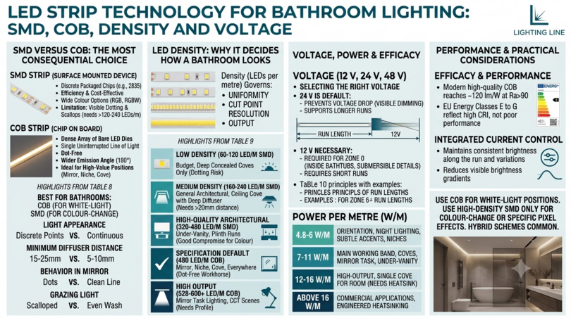 Bathroom lighting design, IP zones and LED strips - led strip technology