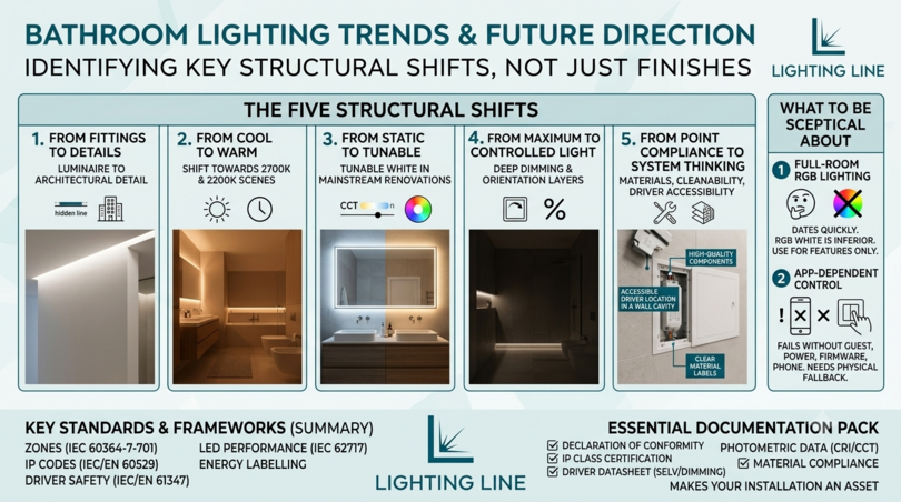 Bathroom lighting design, IP zones and LED strips - standard
