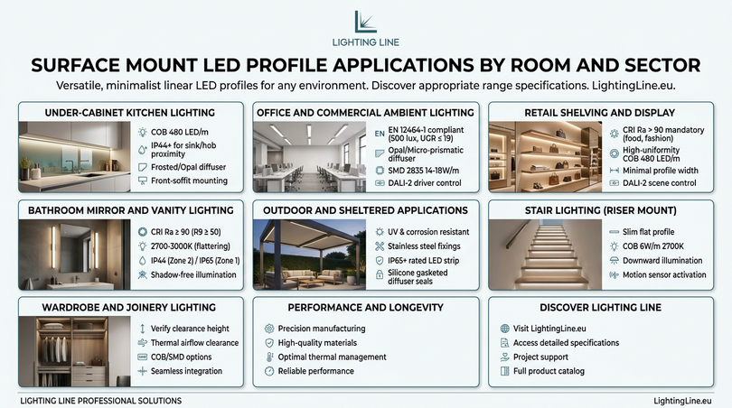 Surface mount LED profile guide - sector