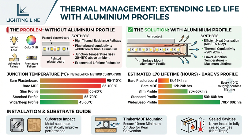 Surface mount LED profile guide - thermal management