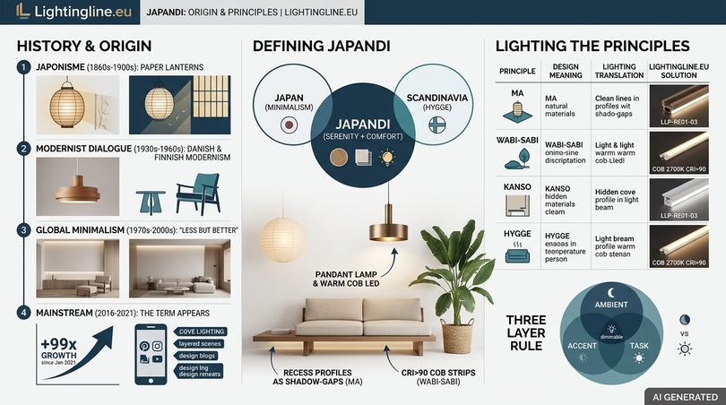 Japanese interior decor the Japandi lighting style - How to balance minimalism and comfort
