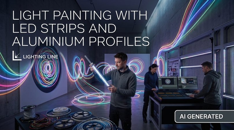 Light painting with LED strips and aluminium profiles