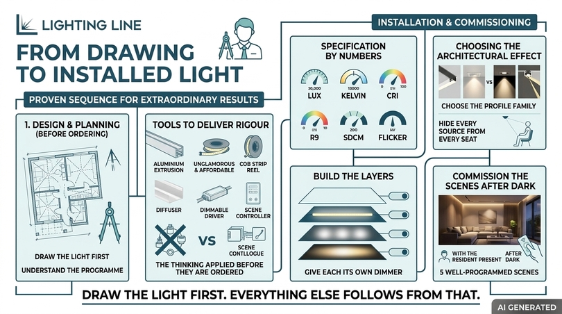 Living room lightings the 2026 architects design guide - from drawing to installed light